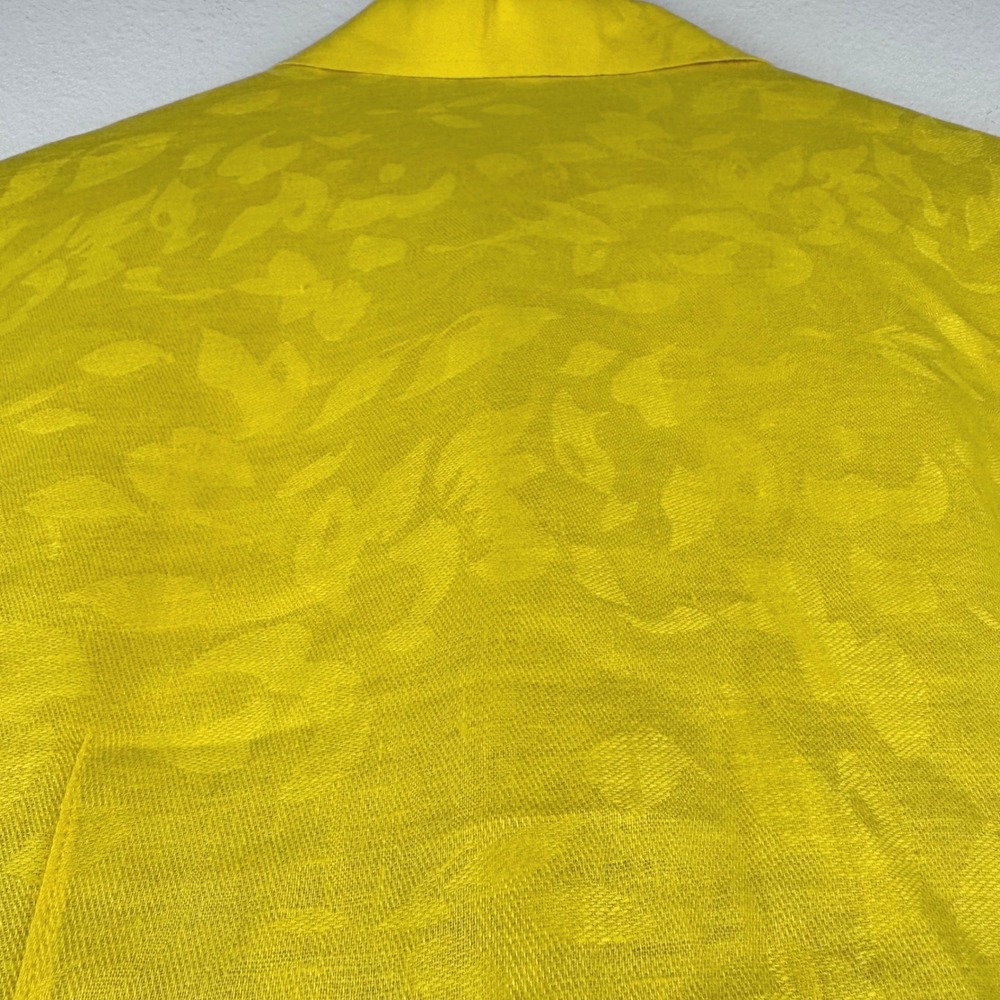 Jones New York Linen Jacket Women 10 Yellow Excellent Floral Jacquard Blazer - Picture 7 of 9